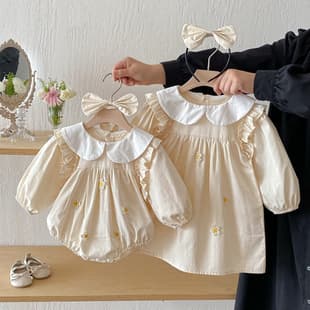 2026 Long-Sleeve Baby Girl Autumn New Triangle Crawl Infant Clothing Cute Dress Princess Sisters Outfit