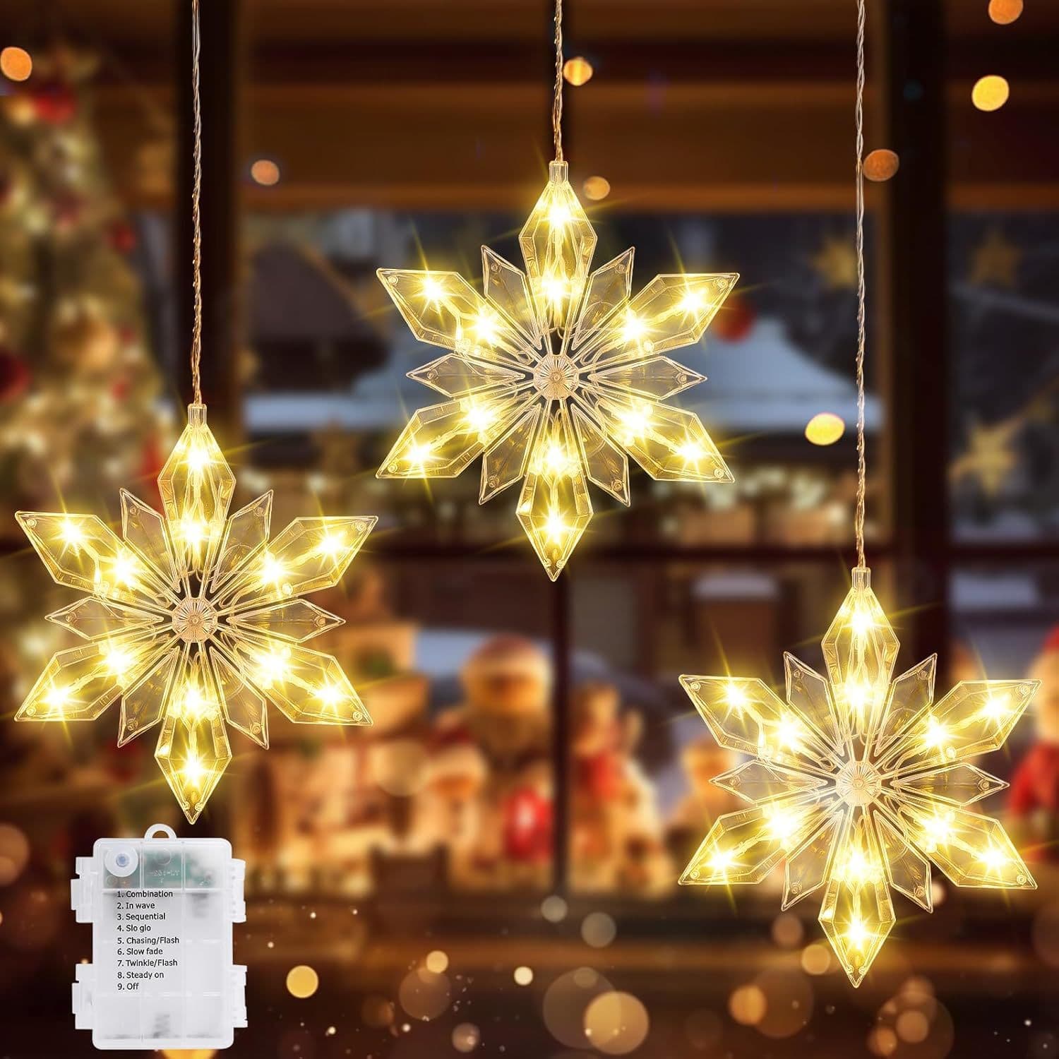 LED Christmas Decoration Light, Christmas Sucker Light, Snowman Shape Window Star Light, Snowflake Decoration Color Light, Holiday Light