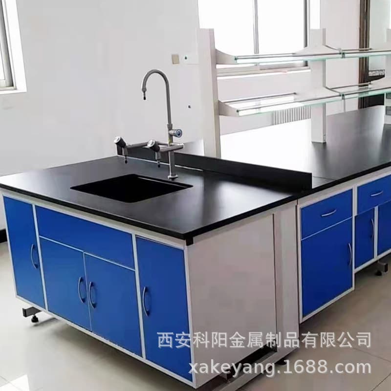 Laboratory bench, all-steel central table, corrosion-resistant test bench with sink, side table, chemical steel and wood operating table, fume hood table