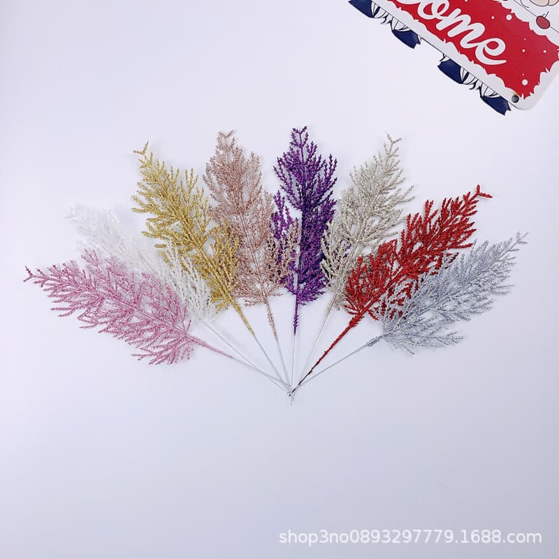 10CM*35CM Cross-border Amazon Christmas Tree Artificial Glitter Pine Cypress Branches, High-end Holiday Decorations Factory