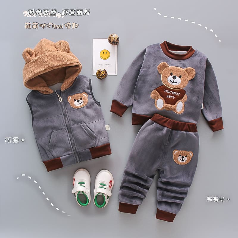 Children's Clothing 2024 Autumn and Winter New Baby Three-Piece Winter Outfit for Girls and Boys