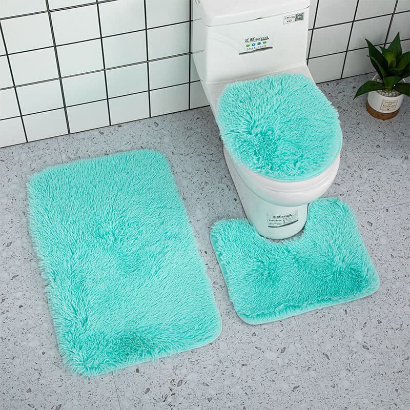 Solid Color Plush Toilet 3-Piece Rug Set Bathroom Floor Mat Water-Absorbent Decorative Mat Factory Direct