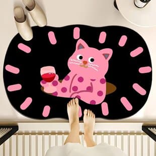 Cartoon Cat Bathroom Non-Slip Mat, Household Bathroom Water-Absorbent, Dirt-Resistant Floor Mat, Cute Entryway Dirt-Resistant Mat
