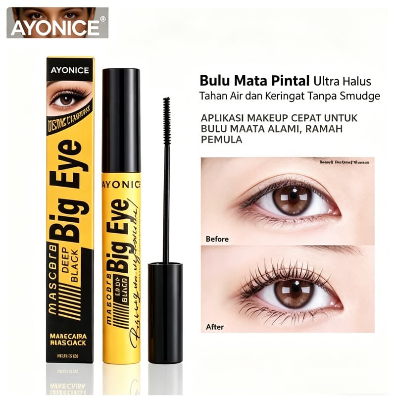 Mascara Ultra-Fine Brush Head Waterproof Lengthening Eyelash Black Primer Long-Lasting Volumizing Lengthening Mascara