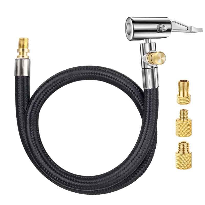 Tire Inflation Hose Adapter with Schrader Valve Fine Thread Adapter Self-Locking Car Hose