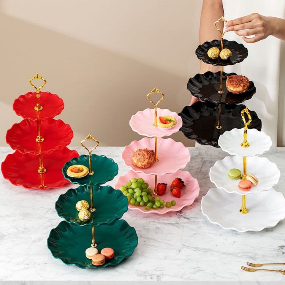 Light Luxury Snack Plate, Three-Tier Fruit Plate, Nordic-Style Snack Plate, Dessert Rack, Fruit Plate, Dried Fruit Plate, Hotel Living Room