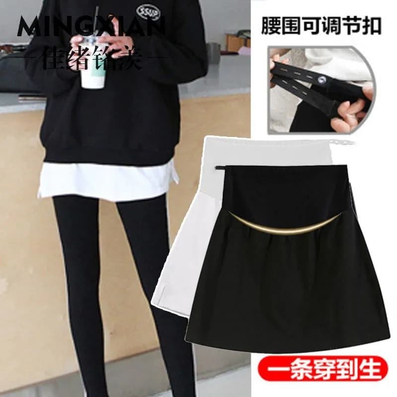 Hoodie Base Layer Essential Hem Maternity Bum Cover Layering Inner Wear Cover Butt Plus Size White Autumn Winter A-Line Skirt