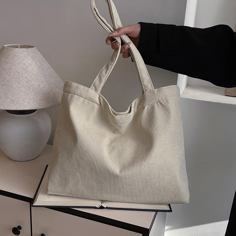 2025 New Corduroy Canvas Bag Retro Lazy Large Capacity Shoulder Tote Bag Simple Versatile Handheld Cloth Bag