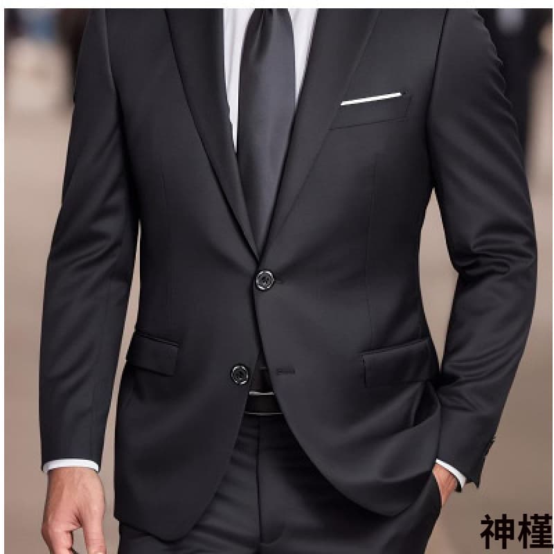 Men's Casual Blazer Suit Set for Spring/Autumn, Black Business Formal Jacket, Trousers, Two-Piece Wedding Attire