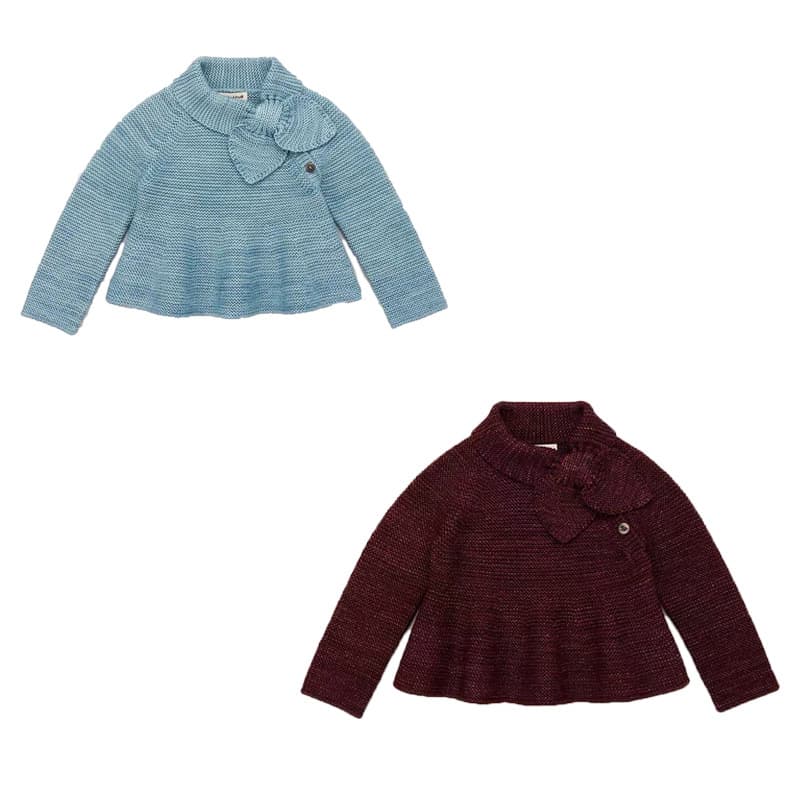 2025 New Slanted Collar Bow Sweater with Flared Hem Knit Top, Girls' Autumn/Winter Long Sleeve Shirt