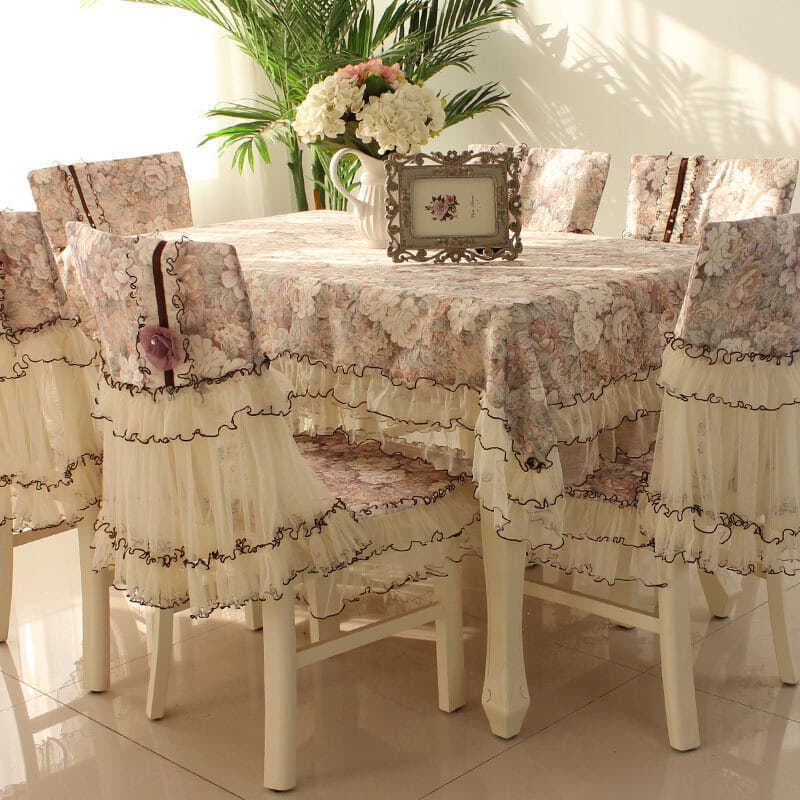 V0Z Tablecloth Dining Table Cloth Chair Cushion Chair Cover Set Lace Fabric Chair Cover Rectangle Coffee Table Cloth Modern