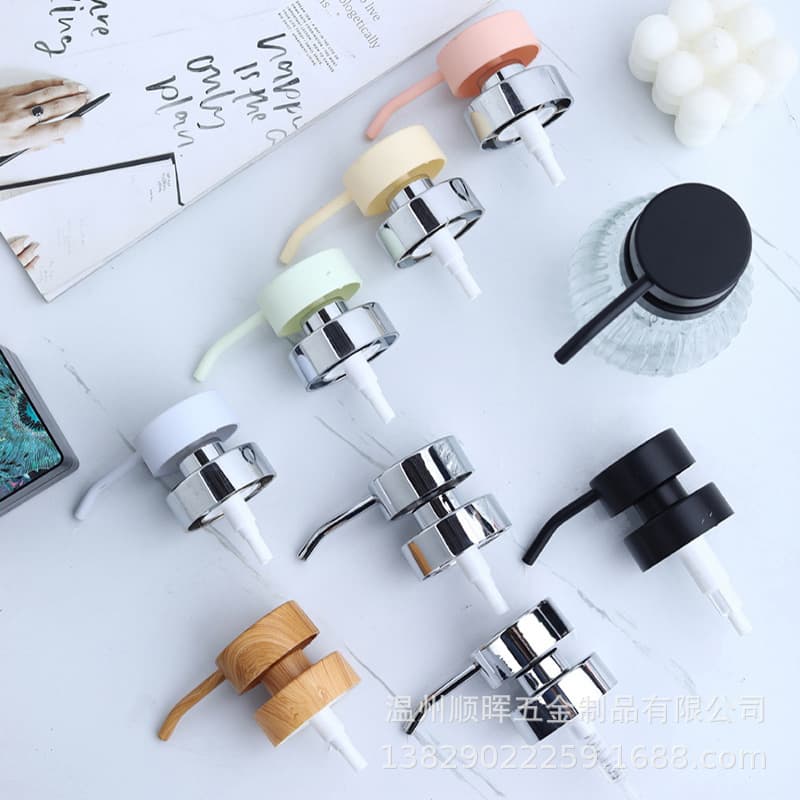 Plastic Large Flat Head Long Mouth Press Pump Head Lotion Electroplated Nozzle Hand Sanitizer Bottle Press Bathroom Accessories Pump