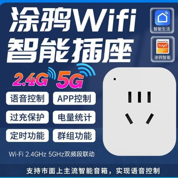Dual-Band 2.4G+5G Tuya WiFi Smart Plug with Energy Monitoring, EU Standard Plug, App Timer Switch with Billing
