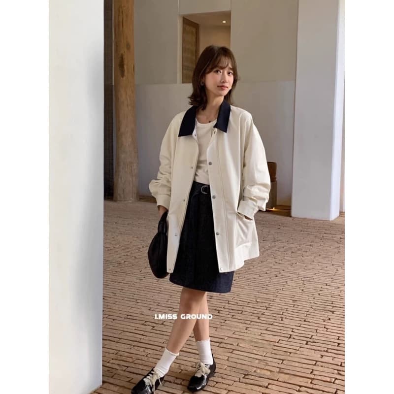Korean contrasting color lapel windbreaker jacket for women 2024 spring high-end mid-length loose zipper work top trendy