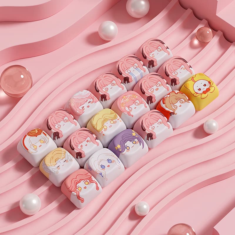 Retro contrasting small animal keycaps