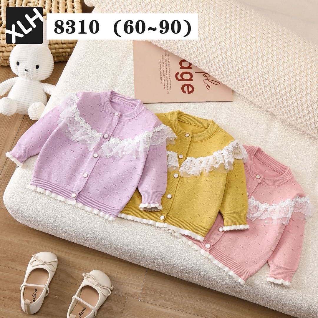 2026 autumn and winter new baby girls children's clothing sweaters solid color lace small fragrance cute tops sweaters