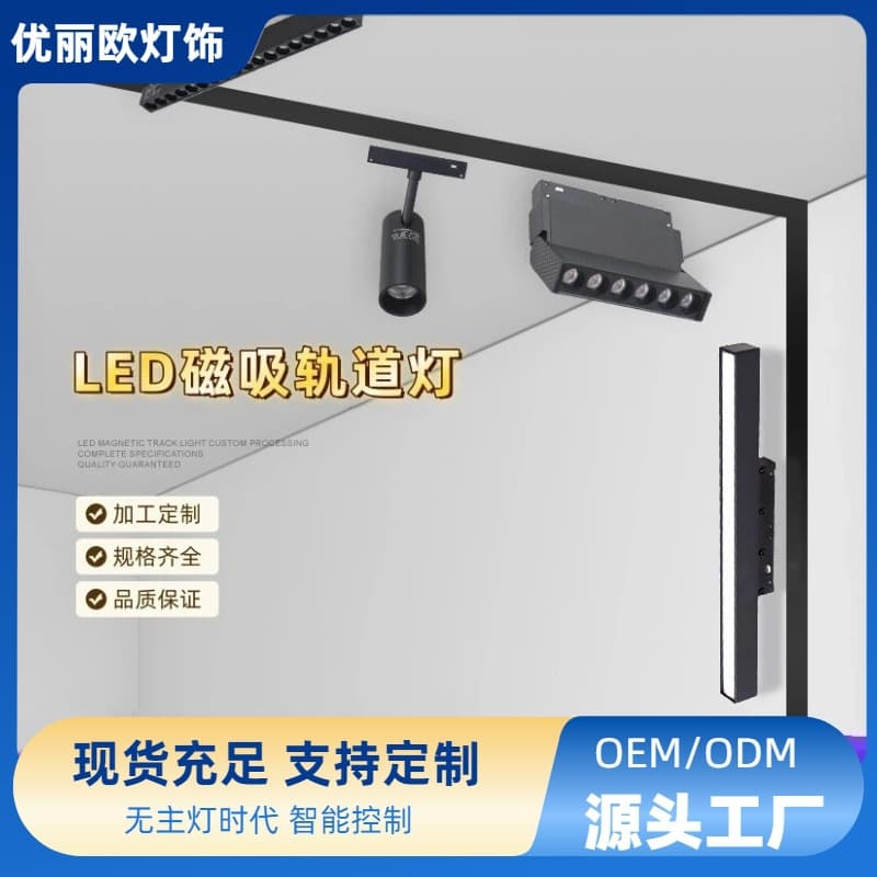 LED Magnetic Track Light Embedded Main-Light-Free 48V Flood Light Living Room Magnetic Track Grid Light