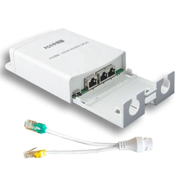 1 Set Color: White Material: ABS 1-in-4-out POE Extender 48-56V 60W 100Mbps