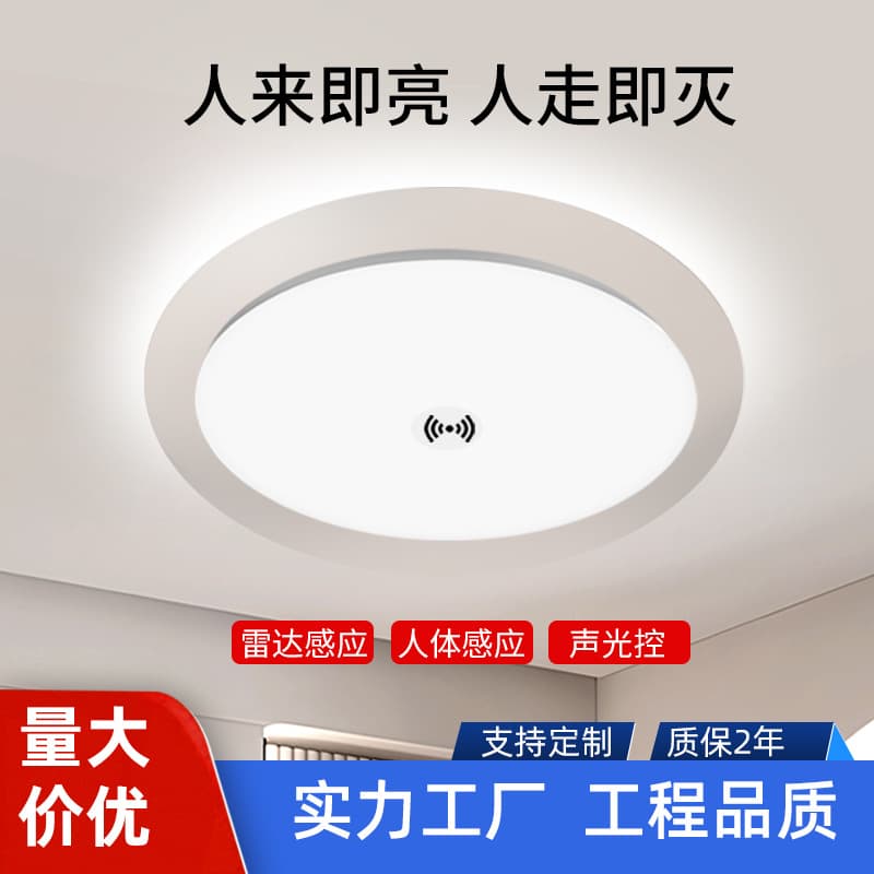 Radar Motion Sensor Ceiling Light Auto-off Corridor Hallway Triple-proof Light Sound & Light Control Panel Light Factory Customization