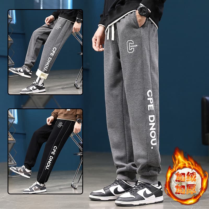 13-Year-Old Winter 15-Year-Old Youth Velvet Thickened Sweatpants for Boys 14 Junior High School Students 16 Older Children Casual Pants 15