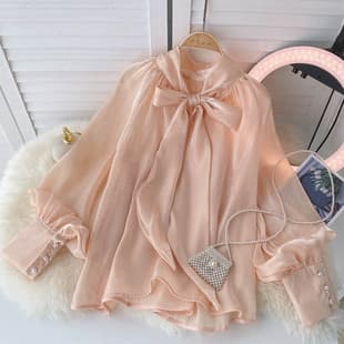 Cross-Border French Shirt for Women Design 1 Light 1 Celebrity Style 1 Blouse Gentle Puff Sleeve Top for Women