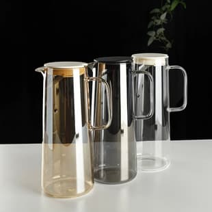 Large Capacity Glass Cold Water Pitcher, High Borosilicate Glass Juice Pitcher for Home Living Room, Water Kettle