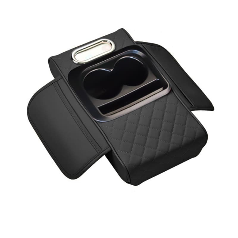 Car Armrest Box Pad Multifunctional Cup Holder Car Tissue Box Automotive Interior Leather Armrest Riser