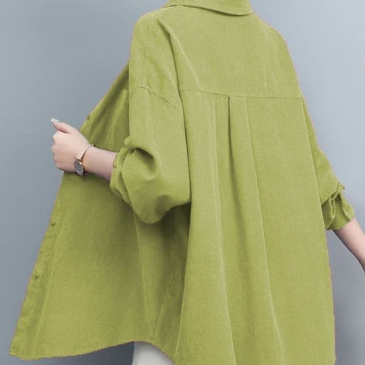 Mom Corduroy Shirt Women Long Sleeve Spring/Autumn New Plus Size Loose Slimming Mature Chic Thin Jacket