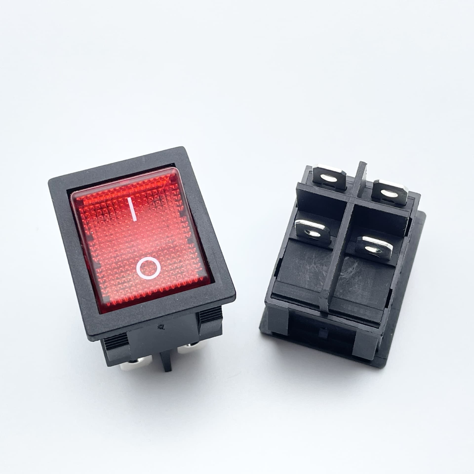High Power 30A Rocker Switch KCD4 Red Light Toggle Switch Silver Contact 4 Pin 2 Position for Electric Heater Welding Machine Button