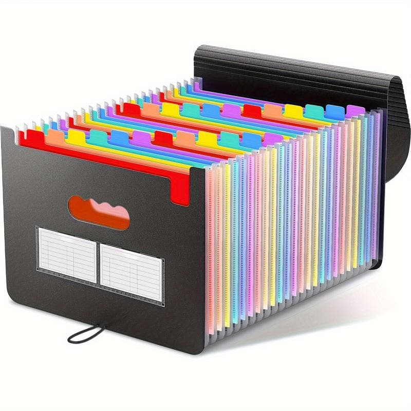 [Exclusive cross-border supply] 25 grid accordion bag a4 rainbow large capacity lanyard office folder storage bag Amazon