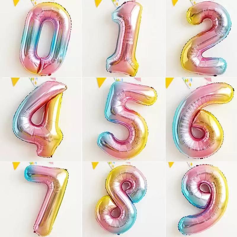 32-inch fat version gradient digital aluminum film balloon children's birthday party scene decoration outdoor photo props