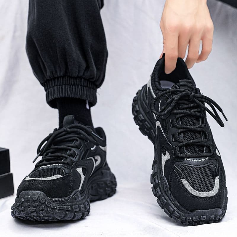 Men's Chunky Sneakers Fall New Mesh Breathable Safety Shoes Thick Sole Ins Style Versatile Casual Athletic Shoes