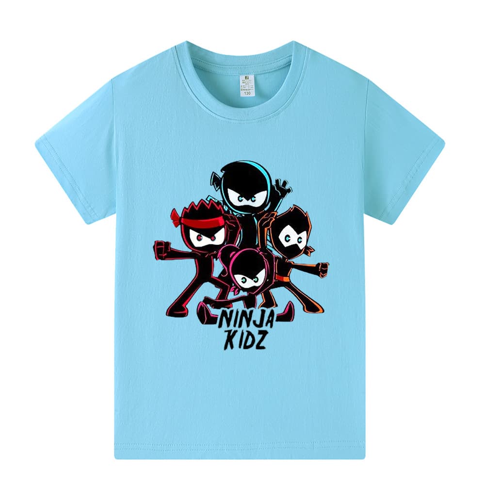 NINJA KIDZ Cartoon Print Short Sleeve T-Shirt for Boys and Girls Kids Top A1172