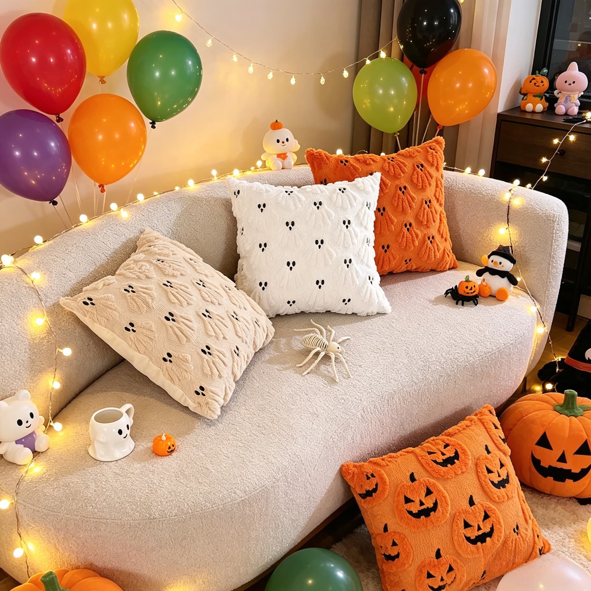New Factory 3D Plush Pumpkin Ghost Pillow Cover, Halloween Decorative Sofa Cushion, Bed Head Lumbar Pillow Cover