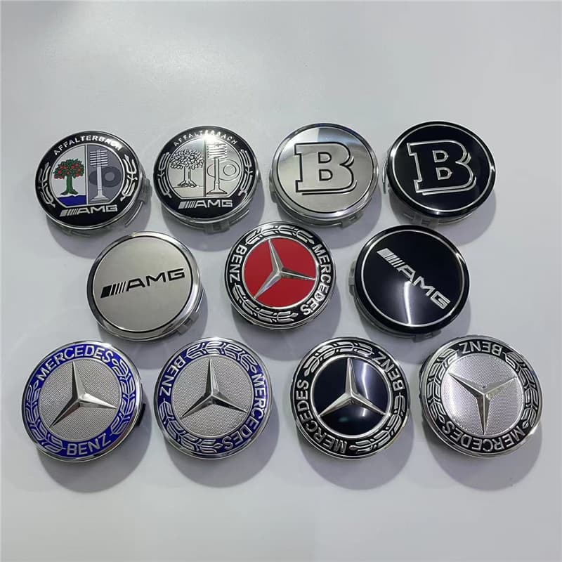 Suitable for Mercedes-Benz hub cap label 75MM Mercedes-Benz wheat ear hub center cover silver black plastic tire cap label
