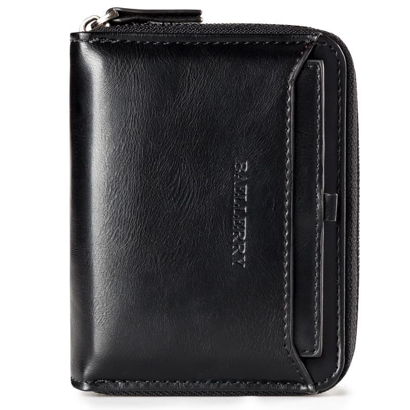 Baellerry Cross-Border Men's Wallet Clip High-End Men's Horizontal Zipper Bag Card Holder Wallet Large Capacity