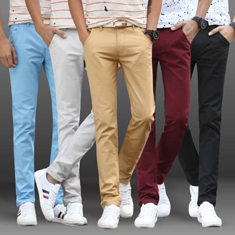 Cross-Season Youth Korean Style Loose Fit Men's Pants, Slim Straight Casual Trousers, Mid-Rise Stretch Long Pants, Trendy