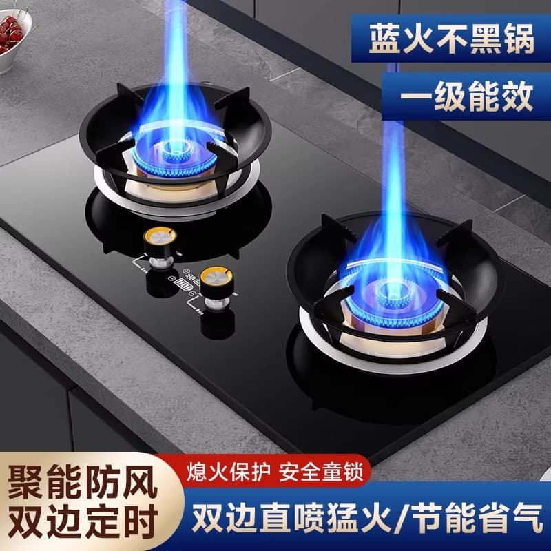 Household Gas Stove Dual Burner LPG Natural Gas Cooktop High Fire Timer Tabletop Built-in Gas Stove Wholesale