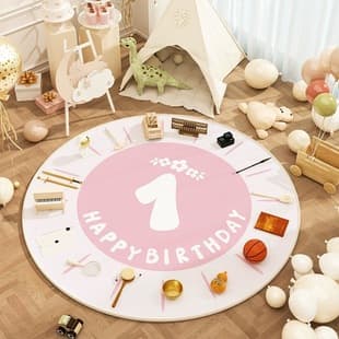 New Chinese Style Dragon Baby First Birthday Ceremony Crawling Mat, Year of the Dragon Round Red Carpet, Chinese-Style Grabbing Game Mat for Kids Room Rug Floor Mat