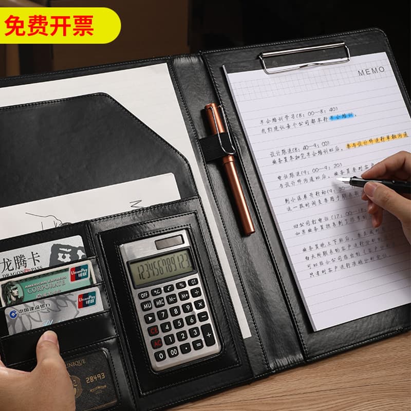 A4 Size Multifunctional Leather Business Manager File Folder Document Holder Sales Contract Book Exhibition Office Supplies