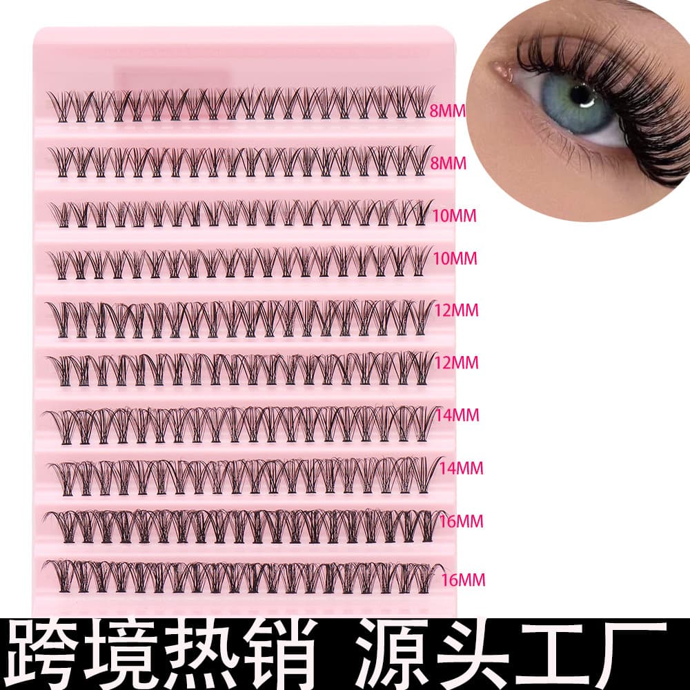 Cross-border foreign trade DIY lash hot melt 30D40D80D ten rows of single cluster mixed segmented false eyelashes thick European and American