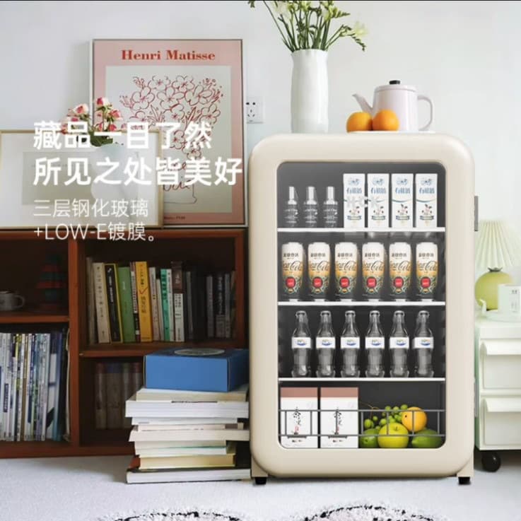 HCK Husky Refrigerator Single Door Glass Door Office Mini Cold Drink Tea Storage SC-130RBA-S