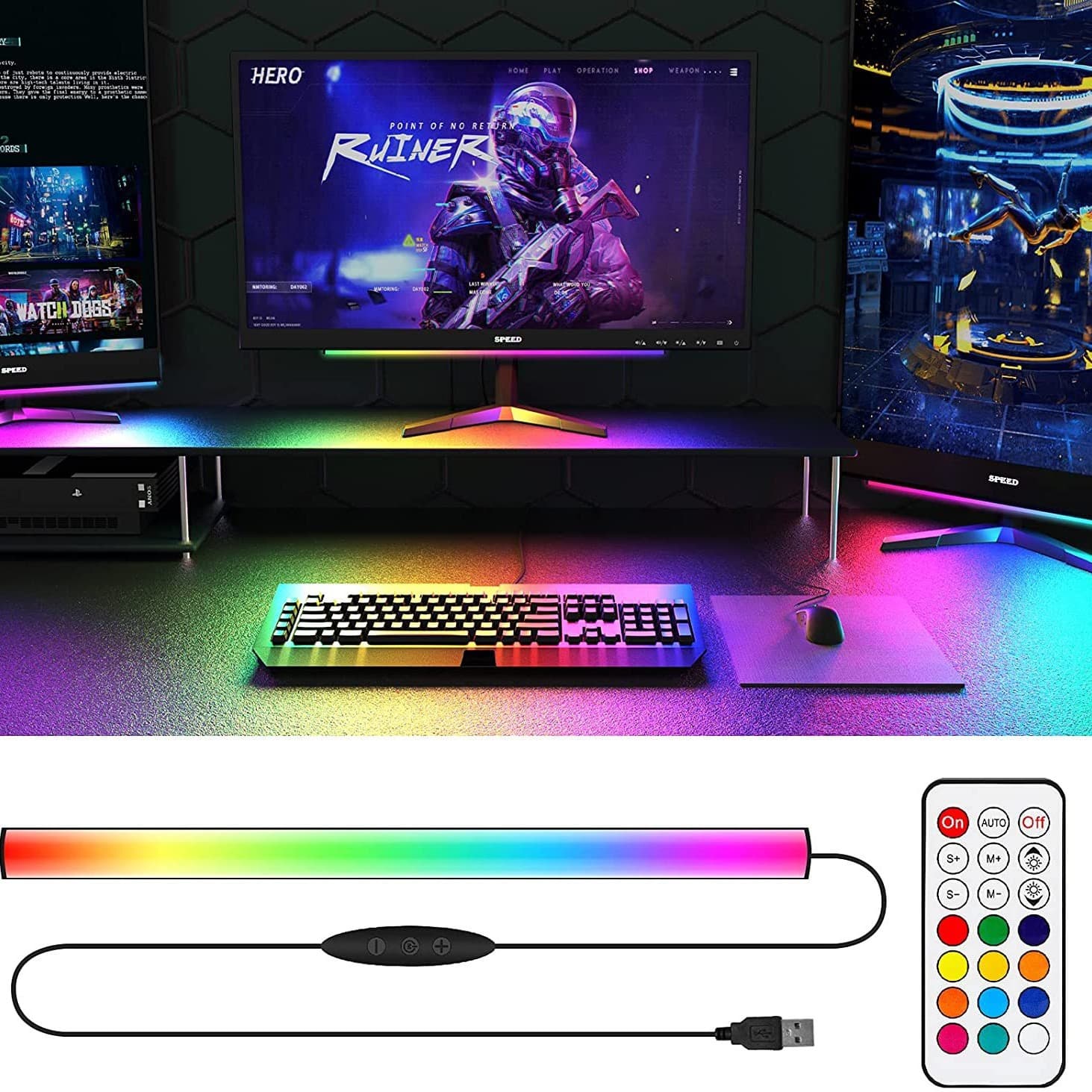 Cross-border RGB Colorful Sound-Activated Keyboard Atmosphere Light Screen Backlight Night Light Room Decoration Keyboard Bluetooth Light
