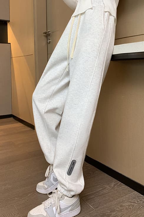 Women's Cotton Gray Sweatpants, Spring Thin Style, High Waist, Slimming Harem Pants, Petite Casual Joggers