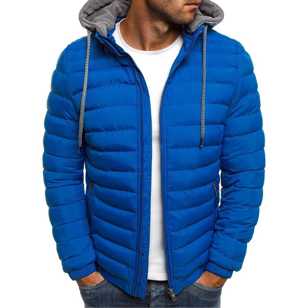 Foreign Trade 2021 Winter New Style Down Cotton Coat for Men, European Size Solid Color Hooded Thickened Cotton Jacket, Loose-Fit Men's Coat
