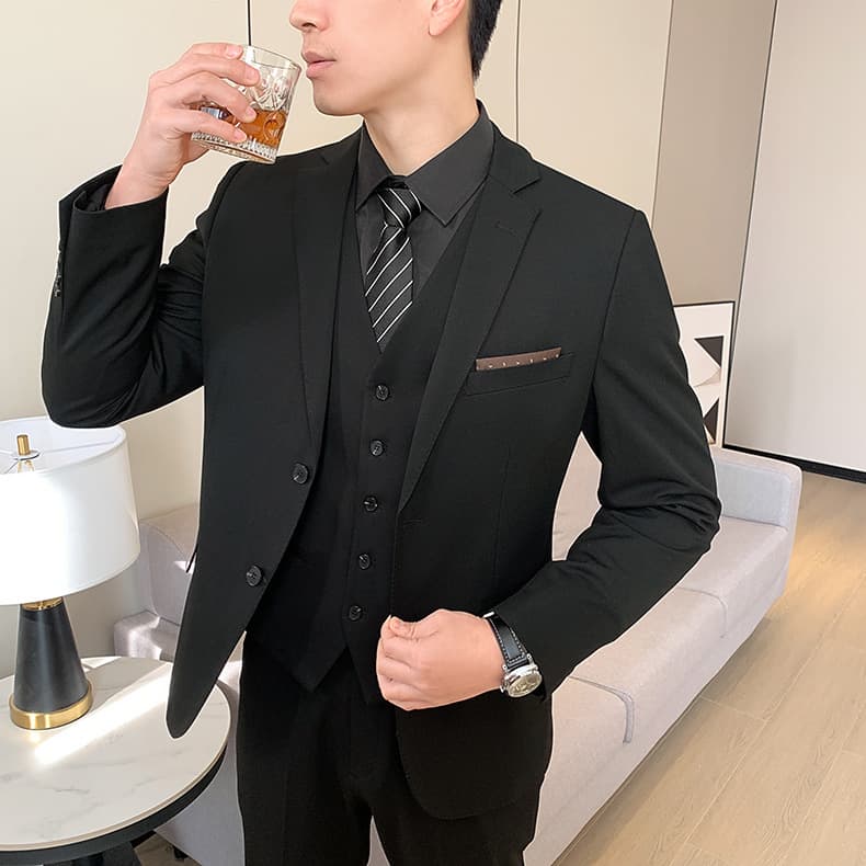 Wedding Suit for Groom, Men's Suit Set, Handsome Best Man Dark Gray Business Formal Slim Fit Wedding Preparation