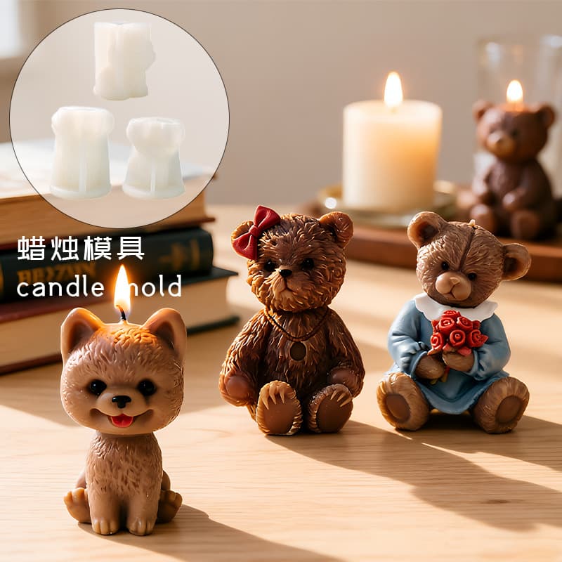 Large Bear Silicone Candle Mold Hand Bouquet Bear Animal Aromatherapy Plaster Decoration Silicone Mold