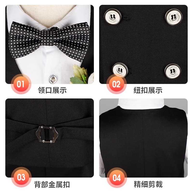Kids Suit Set for Boys Spring Summer Short Sleeve Vest Flower Boy Outfit Birthday Toddler Tuxedo Piano Performance Costume
