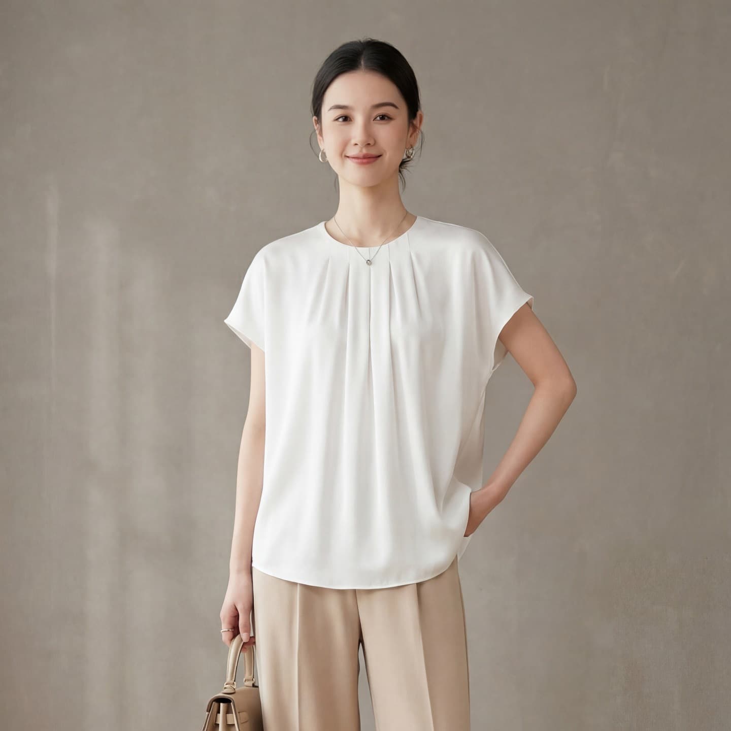 New Silk Short-Sleeved T-Shirt for Women Loose Mulberry Silk Round Neck Top Commuter Pure Color Summer Plus Size Women's Clothing Wholesale