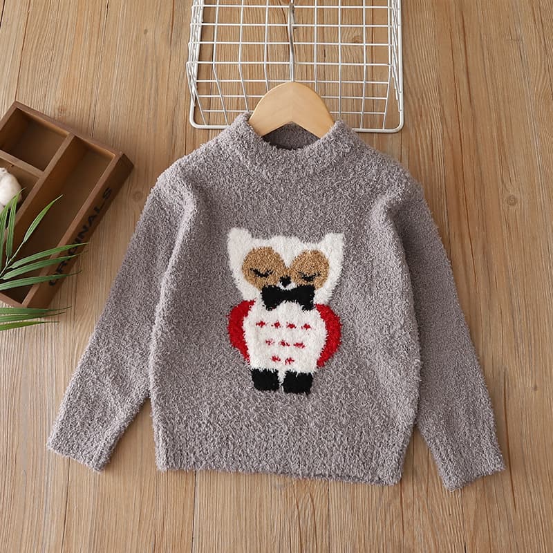 Kids Pullover Sweater 2026 Fall Winter New Half-Side Fleece Long Sleeve Warm Top Cartoon Boys Girls Knitwear